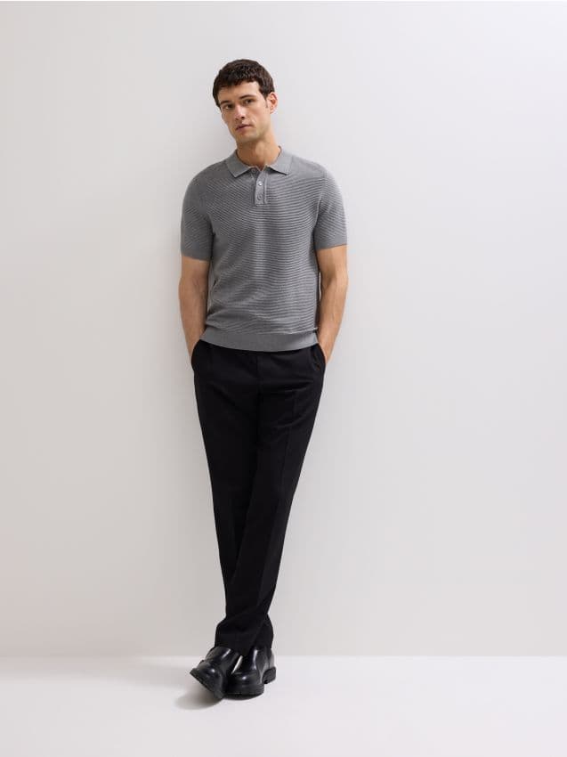 Reserved - Пуловер С Яка От Материя С Релефна Текстура