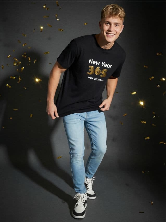 Sinsay - Памучна Тениска С Надпис