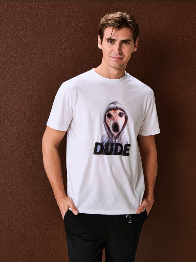 Sinsay - Памучна Тениска С Принт